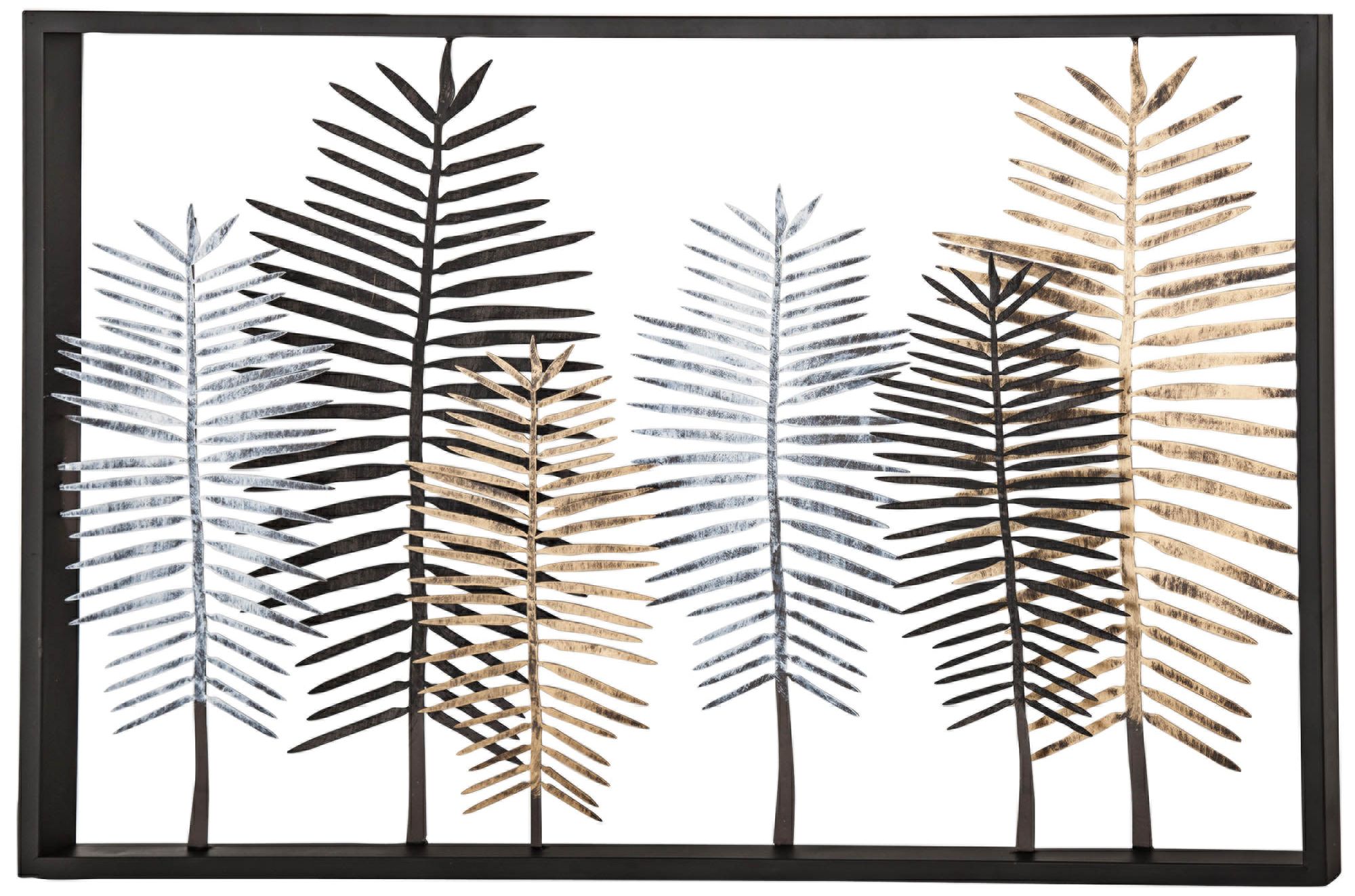Image 2 Forest 45" Wide Modern Iron Framed Leaves Wall Art more views