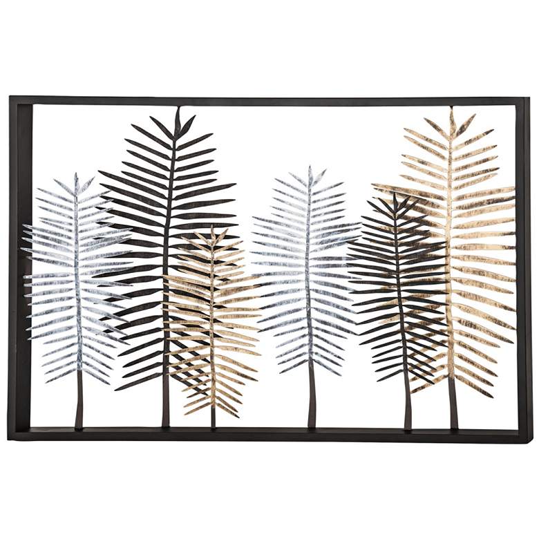 Image 2 Forest 45 inch Wide Modern Iron Framed Leaves Wall Art more views