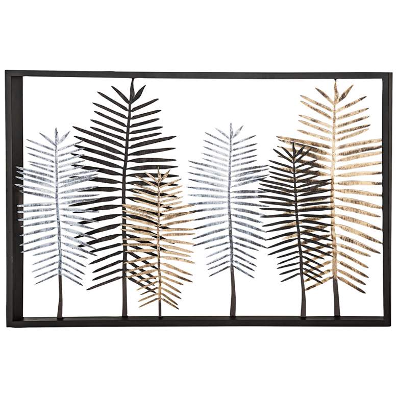 Image 3 Forest 45 inch Wide Modern Iron Framed Leaves Wall Art more views