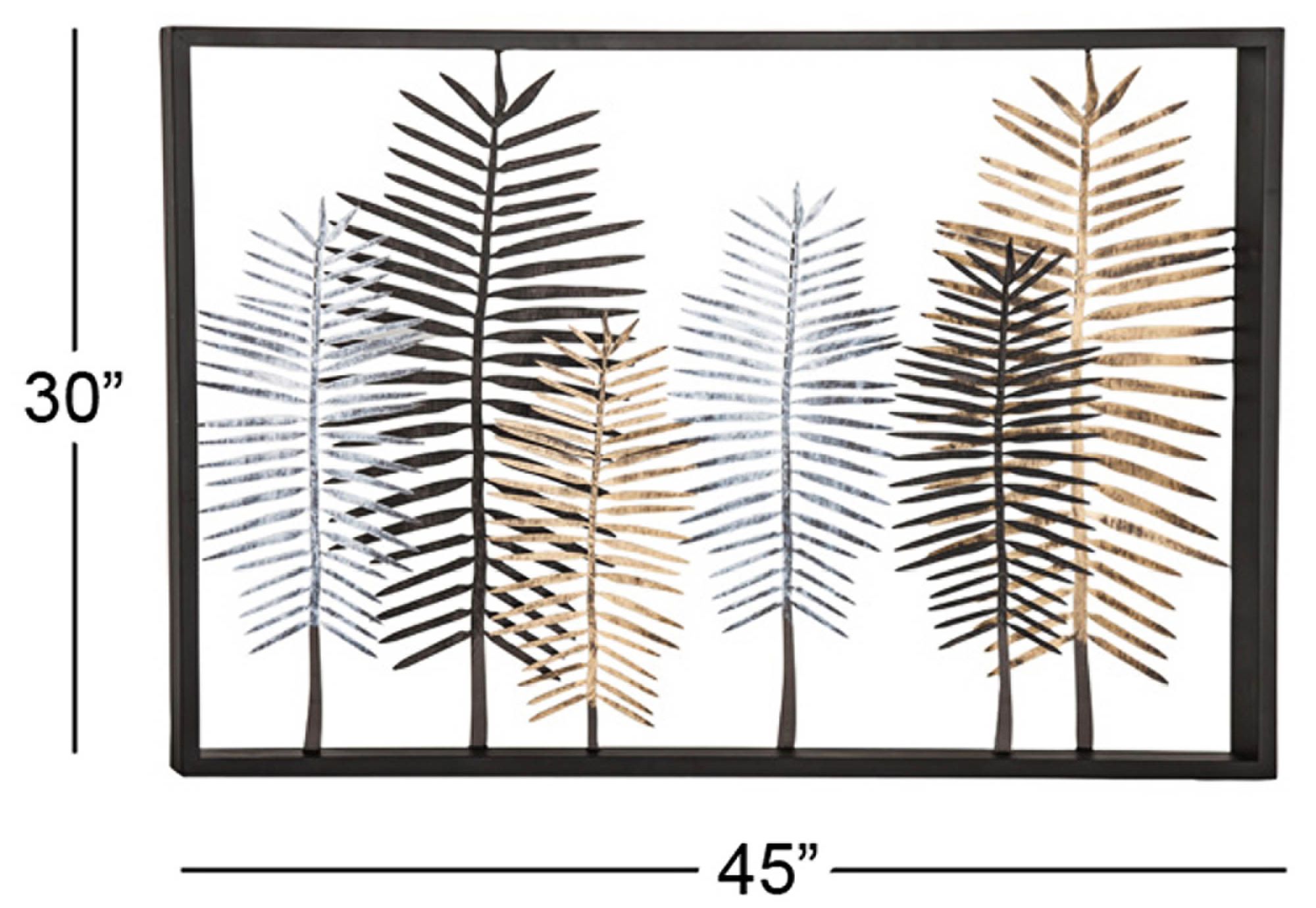Image 4 Forest 45" Wide Modern Iron Framed Leaves Wall Art more views