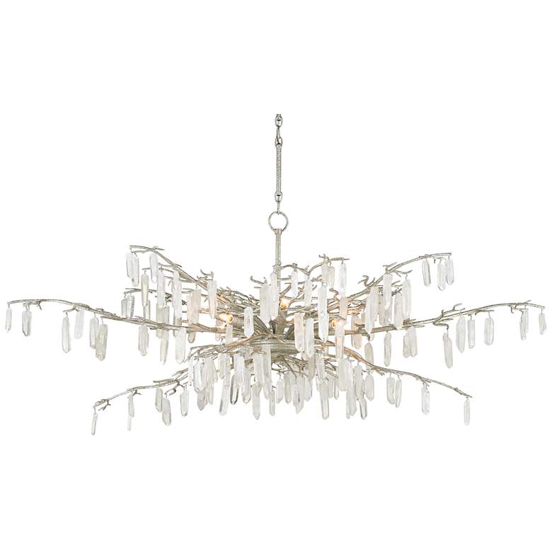 Image 2 Forest 60 1/4 inchW Textured Silver Crystal 8-Light Chandelier