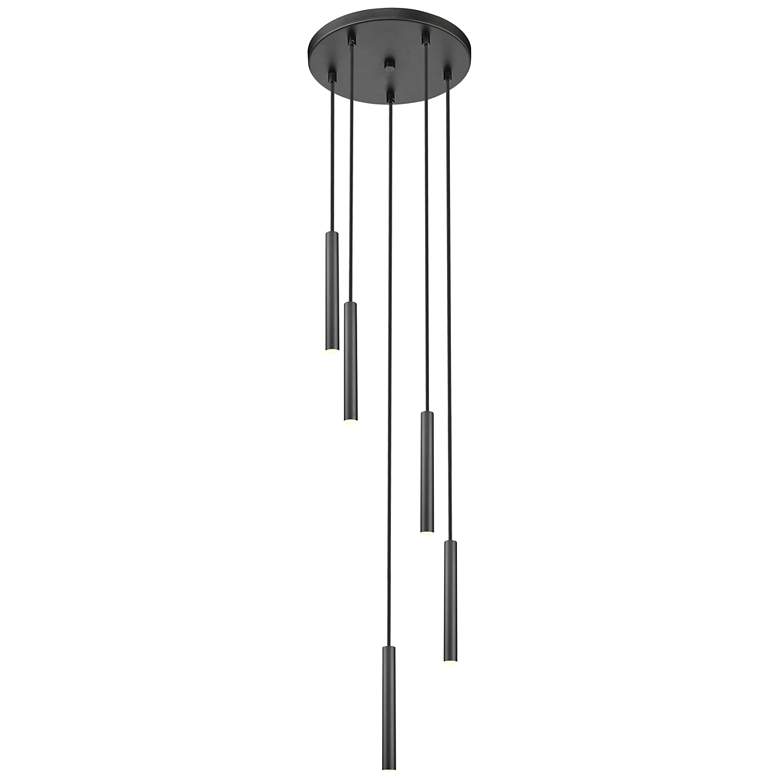 Image 1 Forest by Z-Lite Matte Black 12 inch 5 Light Chandelier