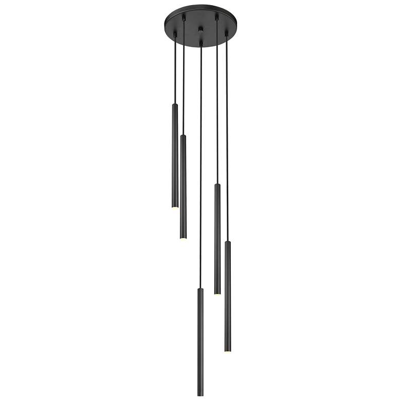 Image 1 Forest by Z-Lite Matte Black 12 inch 5 Light Chandelier
