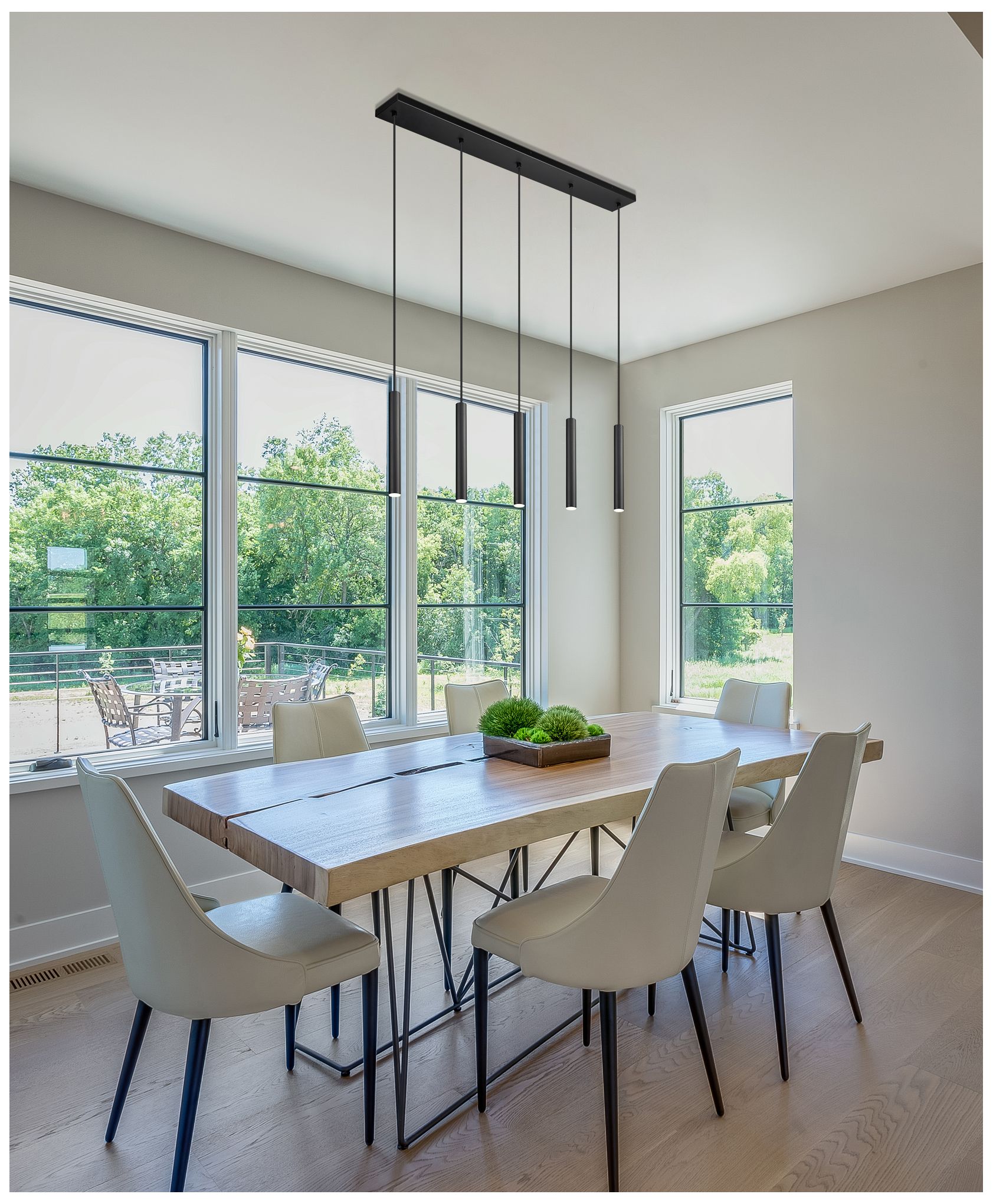 Thumbnail2 of Forest by Z-Lite Matte Black 42 inch 5 Light Linear LED Chandelier more views