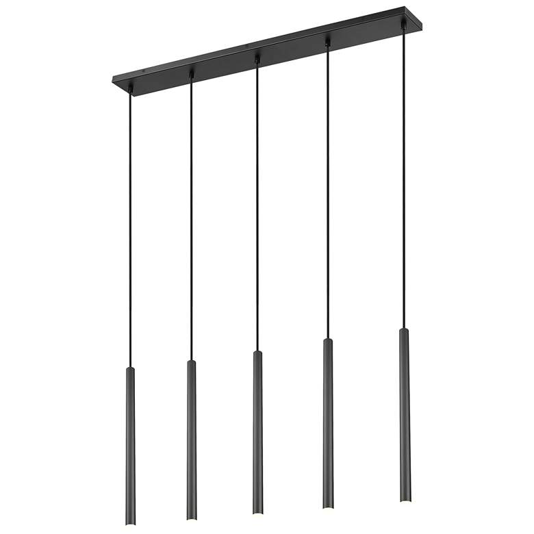 Image 1 Forest by Z-Lite Matte Black 42 inch 5 Light Linear LED Chandelier