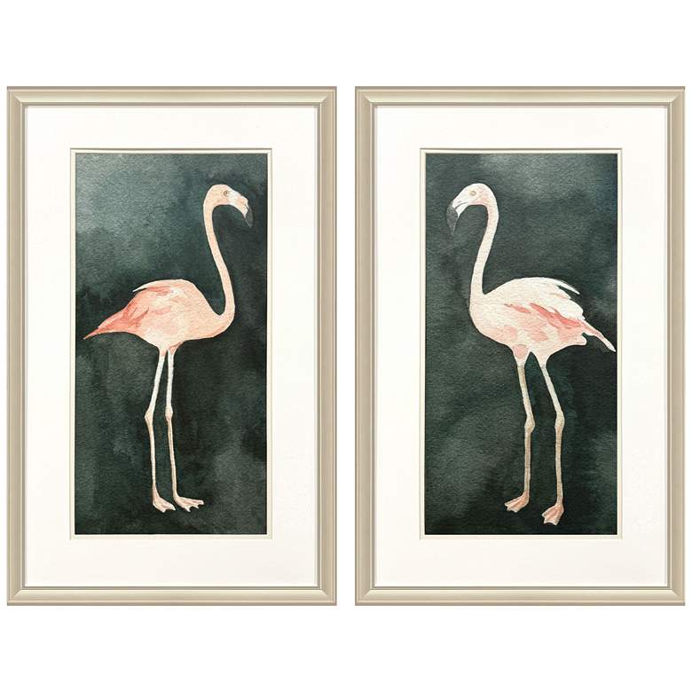 Image 1 Forest Flamingo 20"W x 32"H Framed Art Set of 2