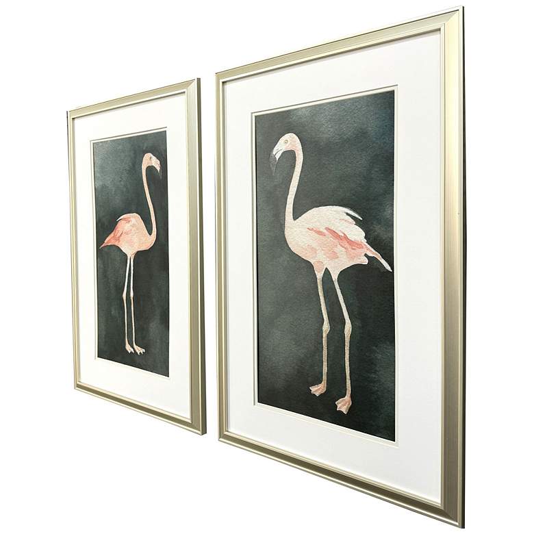 Image 2 Forest Flamingo 20"W x 32"H Framed Art Set of 2 more views