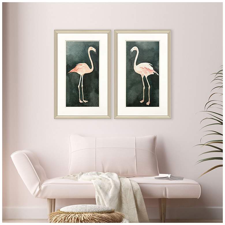Image 4 Forest Flamingo 20"W x 32"H Framed Art Set of 2 more views