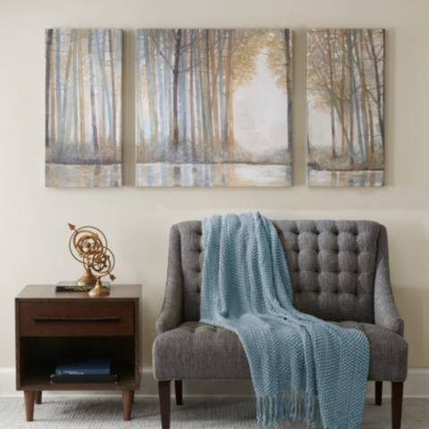 wall26 - 3 Panel Canvas Wall Art - Majestic Natural Landscape Triptych  Canvas Series - River Forest - Giclee Print Gallery Wrap Modern Home Art  Ready