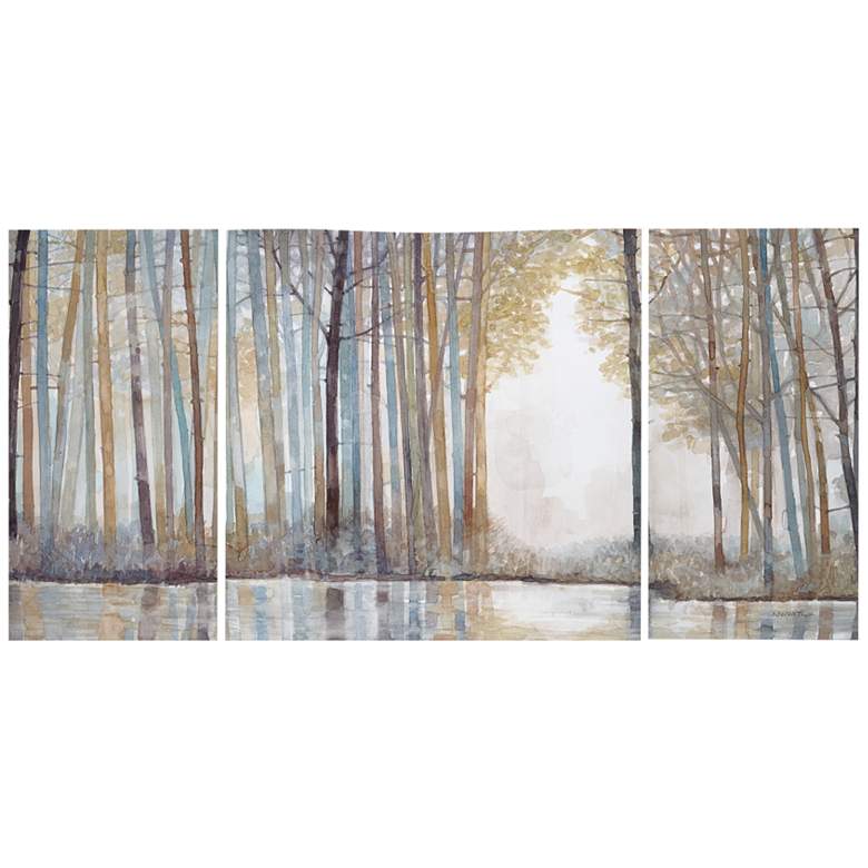 Image 2 Forest Reflections 30"H Triptych 3-Piece Canvas Wall Art Set