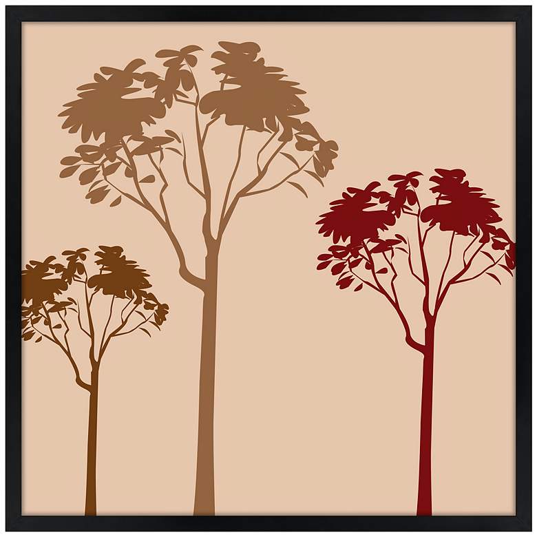 Forest Trio Sunset 26&quot; Square Black Giclee Wall Art