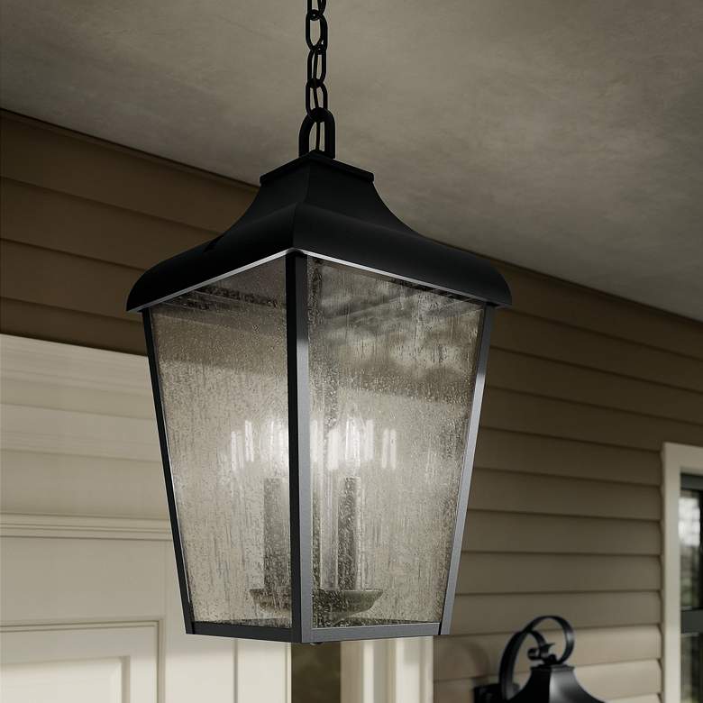 Image 1 Forestdale 19.75" 4-Light Outdoor Hanging Pendant in Textured Black