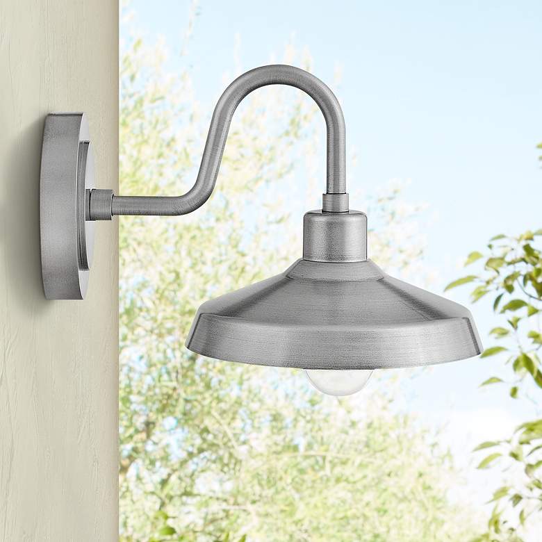 Image 1 Forge 9" High Antique Brushed Aluminum Outdoor Wall Light