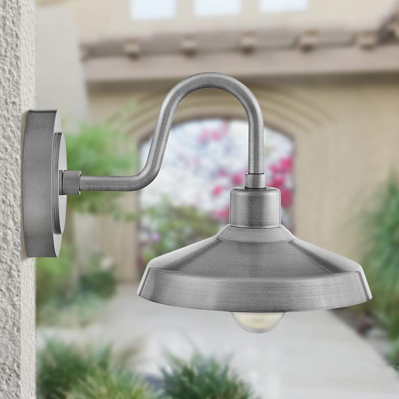 Image 1 Forge 9" High Antique Brushed Aluminum Outdoor Wall Light