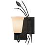 Forged Leaf 14.6" High Right Orientation Black Sconce With Opal Glass 