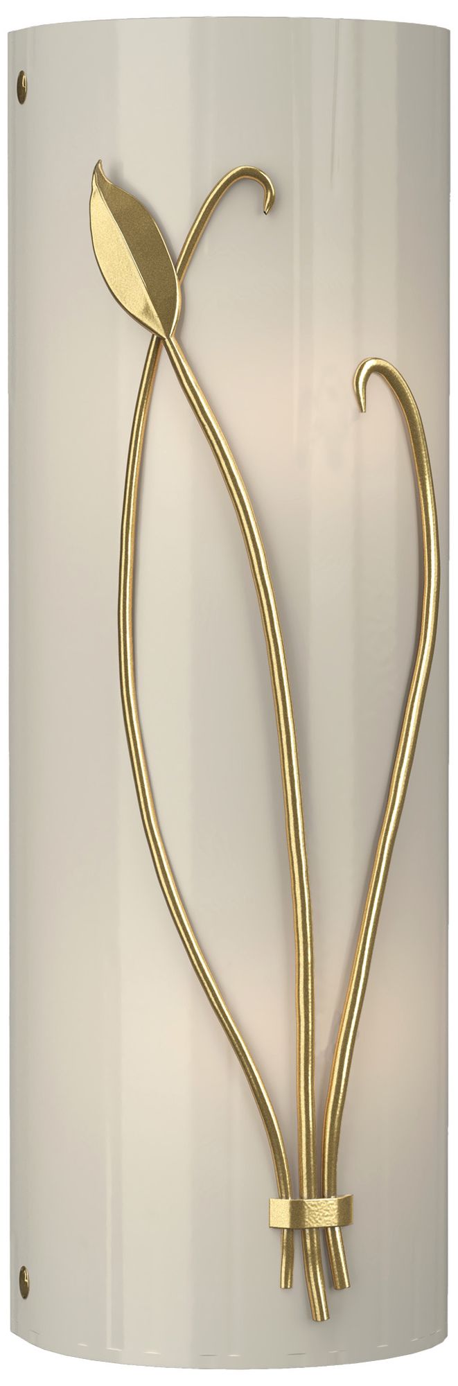 Forged Leaf and 17"H Modern Brass Sconce w/ Ivory Art Glass S Made to Order