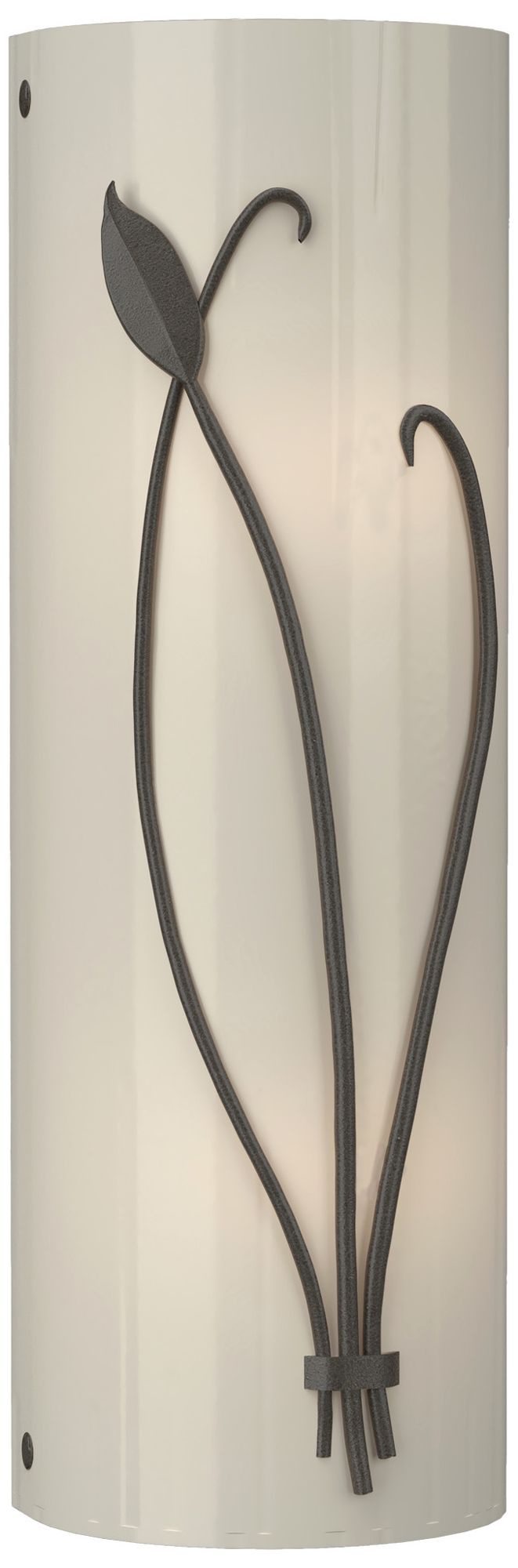 Forged Leaf and 17"H Dark Smoke Sconce With Ivory Art Glass S Made to
