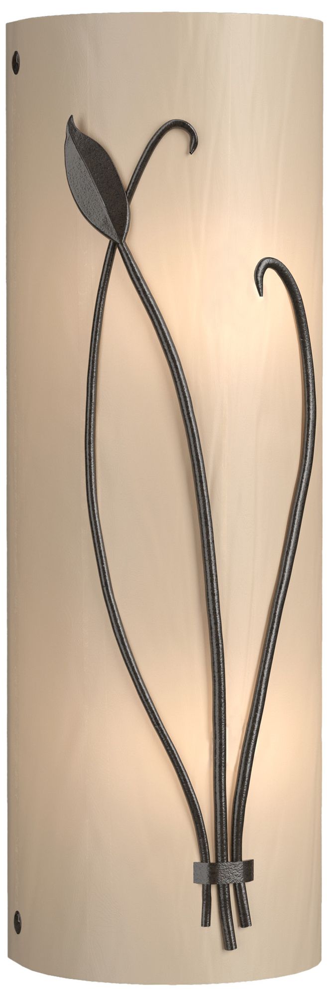 Forged Leaf &amp; 17"H Oil Rubbed Bronze Sconce w/White Art Glass Made