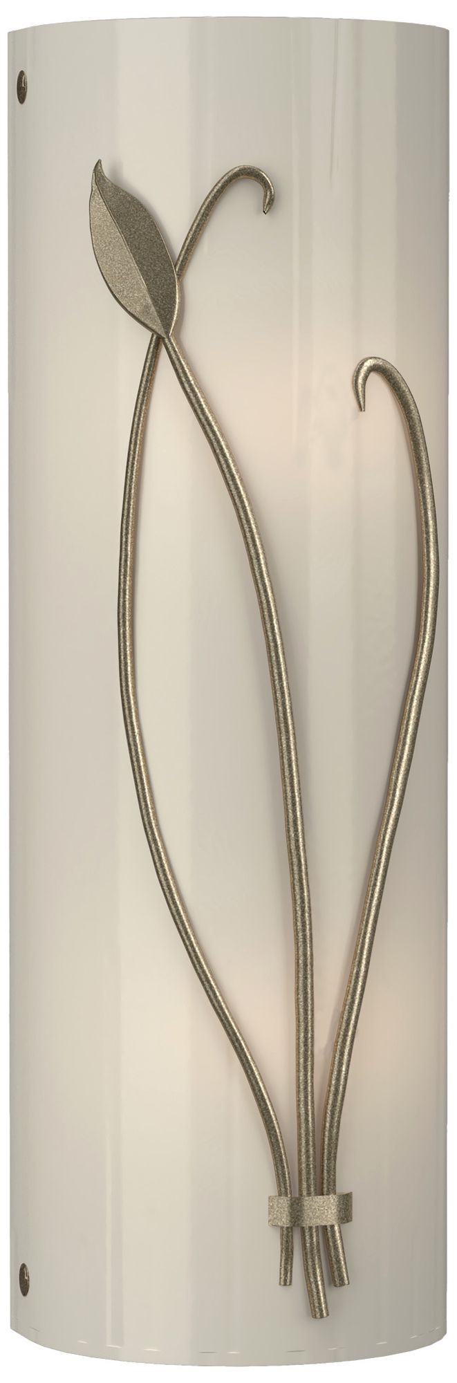 Forged Leaf and 17"H Soft Gold Sconce With Ivory Art Glass Sh Made to
