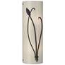 Forged Leaf and Stem 17" High Black Sconce With Ivory Art Glass Shade