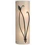 Forged Leaf and Stem 17" High Black Sconce With White Art Glass Shade