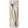 Forged Leaf and Stem 17" High Bronze Sconce With Ivory Art Glass Shade