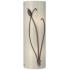 Forged Leaf and Stem 17" High Bronze Sconce With Ivory Art Glass Shade