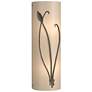Forged Leaf and Stem 17" High Bronze Sconce With White Art Glass Shade