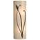 Forged Leaf and Stem 17" High Bronze Sconce With White Art Glass Shade