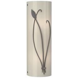 Forged Leaf and Stem 17" High Natural Iron Sconce w/ Ivory Art Glass S