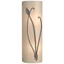 Forged Leaf and Stem 17" High Natural Iron Sconce w/ White Art Glass S