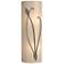 Forged Leaf and Stem 17" High Natural Iron Sconce w/ White Art Glass S
