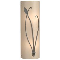 Forged Leaf and Stem 17" High Natural Iron Sconce w/ White Art Glass S