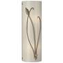 Forged Leaf and Stem 17" High Soft Gold Sconce With Ivory Art Glass Sh