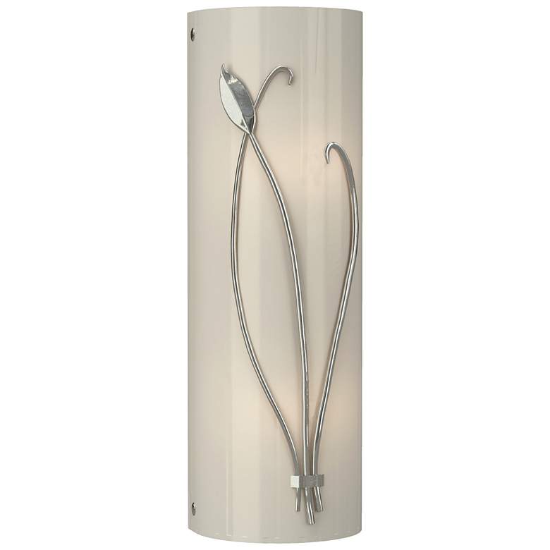 Image 1 Forged Leaf and Stem 17" High Sterling Sconce With Ivory Art Glass Sha