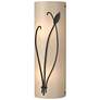 Forged Leaf and Stem 17"H Left Black Sconce w/ White Art Glass Shade