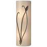 Forged Leaf and Stem 17"H Left Bronze Sconce w/ White Art Glass Shade