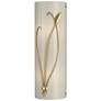 Forged Leaf and Stem 17"H Left Modern Brass Sconce w/ Ivory Art Glass 