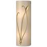 Forged Leaf and Stem 17"H Left Modern Brass Sconce w/ White Art Glass 