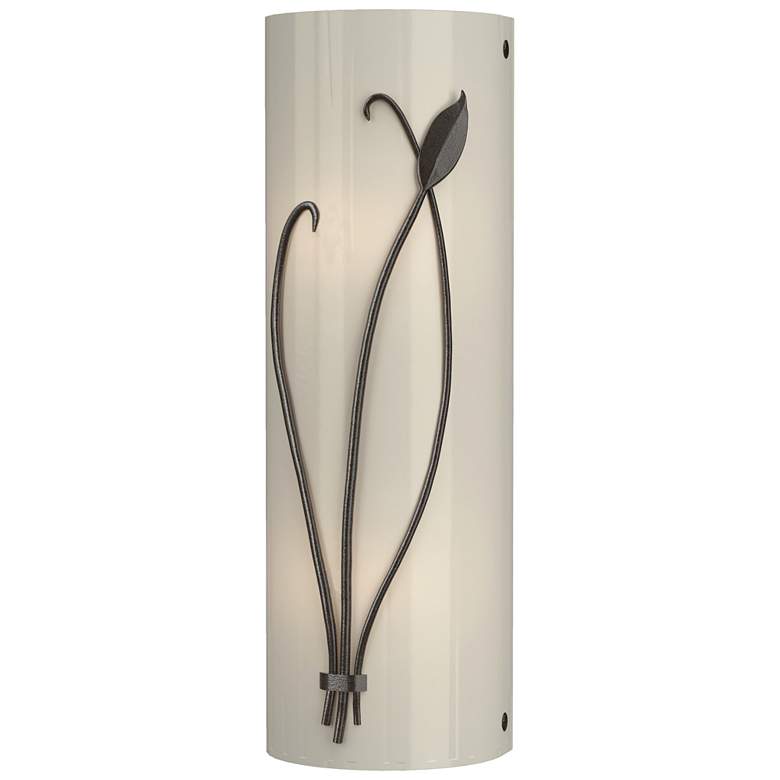 Image 1 Forged Leaf and Stem 17"H Left Oil Rubbed Bronze Sconce w/ Ivory Shade