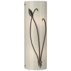 Forged Leaf and Stem 17&quot;H Oil Rubbed Bronze Sconce w/ Ivory Art Glass