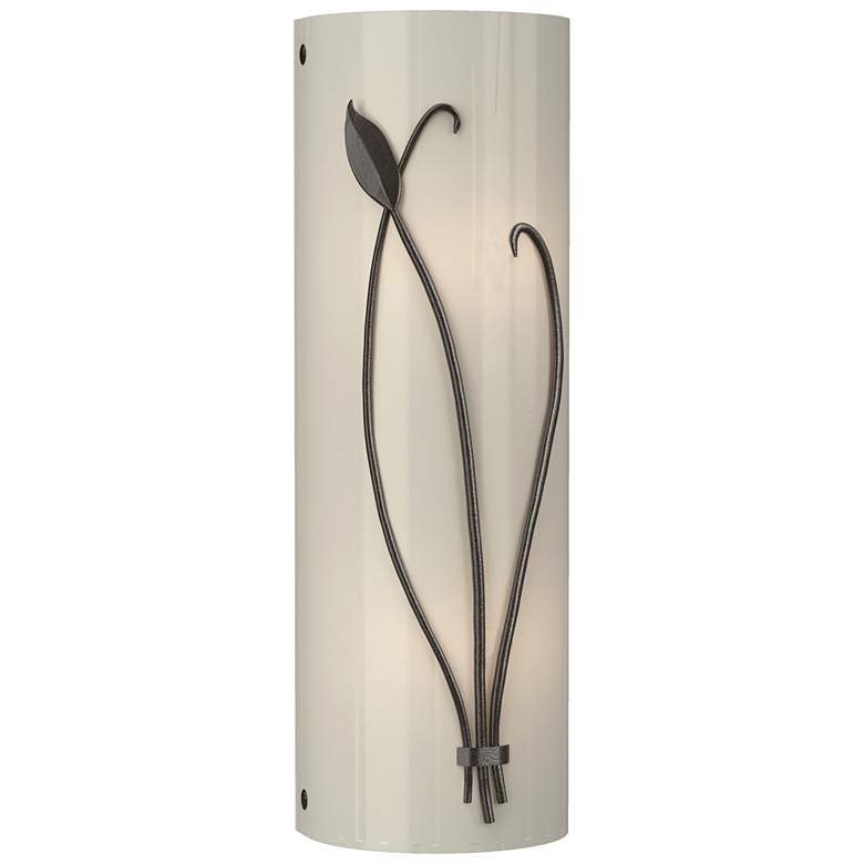 Image 1 Forged Leaf and Stem 17 inchH Oil Rubbed Bronze Sconce w/ Ivory Art Glass 