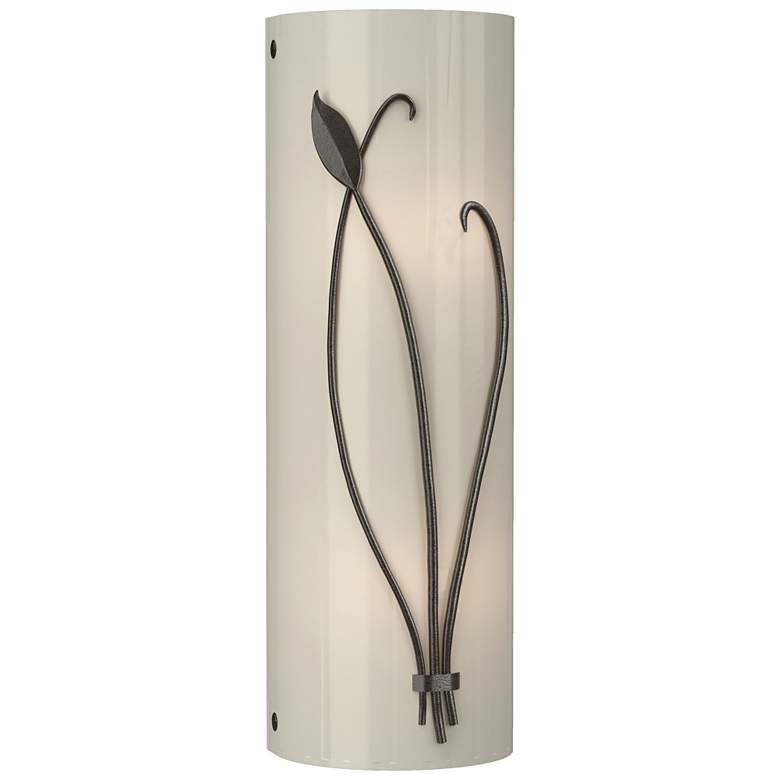 Image 1 Forged Leaf and Stem 17"H Oil Rubbed Bronze Sconce w/ Ivory Art Glass