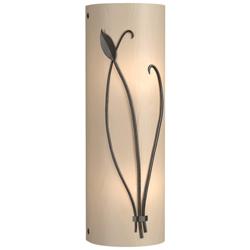 Forged Leaf and Stem 17&quot;H Oil Rubbed Bronze Sconce w/ White Art Glass