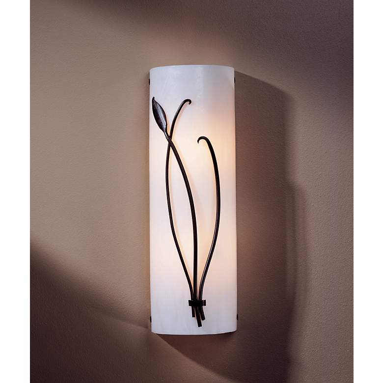 Image 2 Forged Leaf and Stem Left 17" High Wall Sconce more views