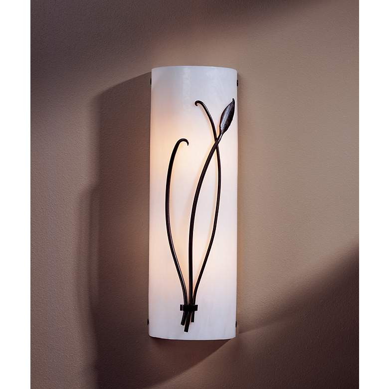 Image 2 Forged Leaf and Stem Right 17" High Wall Sconce more views