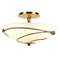 Forged Leaves 13.5" Wide Modern Brass Semi-Flush With Opal Glass Shade
