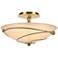 Forged Leaves 13.5" Wide Modern Brass Semi-Flush With Sand Glass Shade