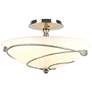 Forged Leaves 13.5" Wide Sterling Semi-Flush With Opal Glass Shade