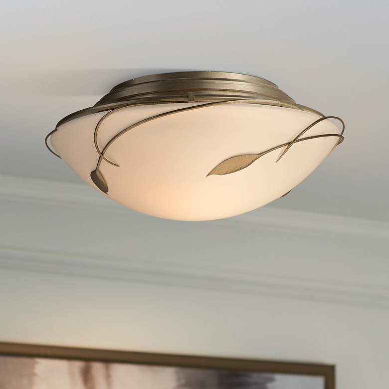 Image 1 Forged Leaves 13 1/2" Wide Soft Gold Ceiling Light